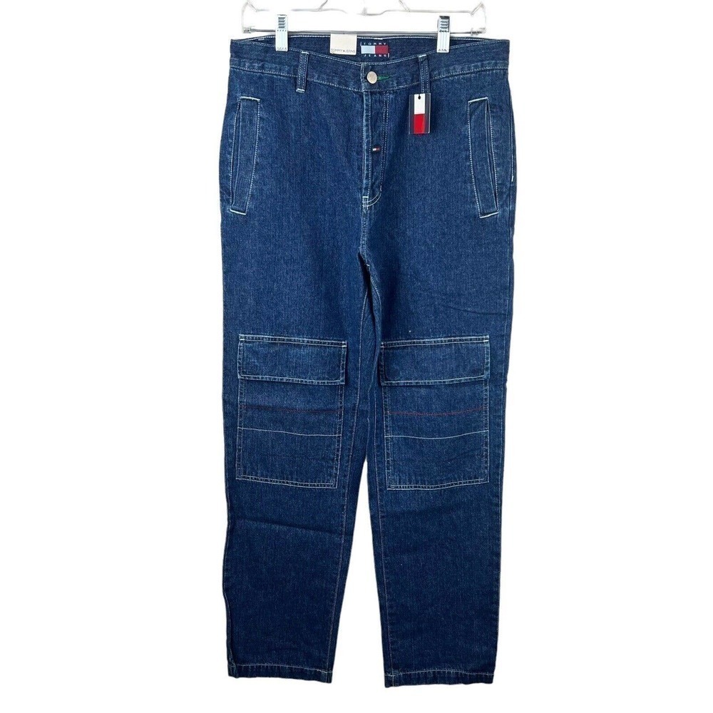 Tommy Hilfiger Vintage Cargo Jeans Size 9 Juniors Button Front Y2K